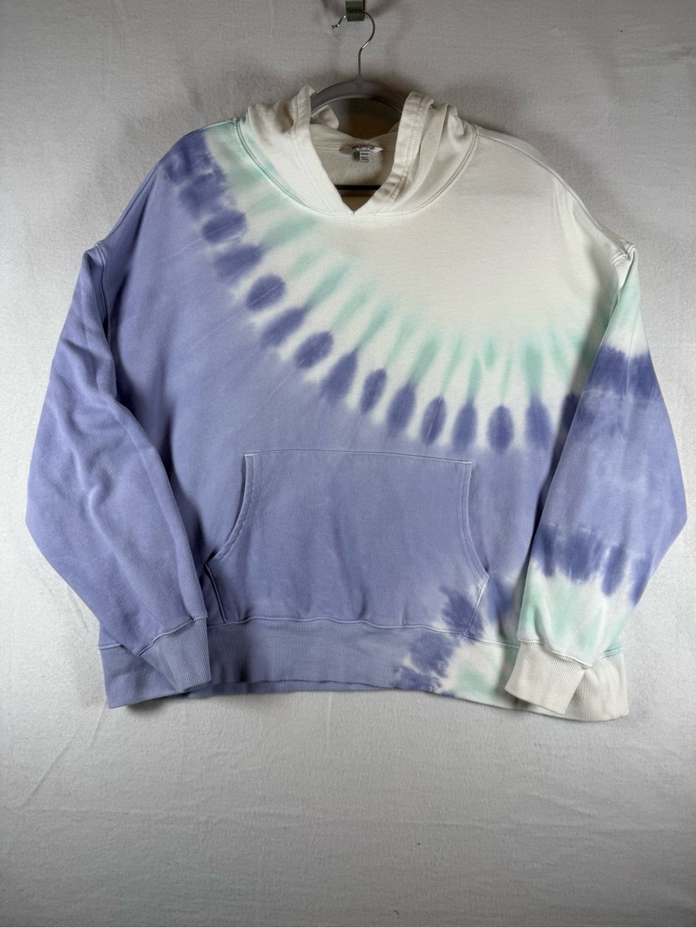 Wild Fox Tie-Dye Oversized Pullover Hoodie in White/Purple/Green Size XXL
